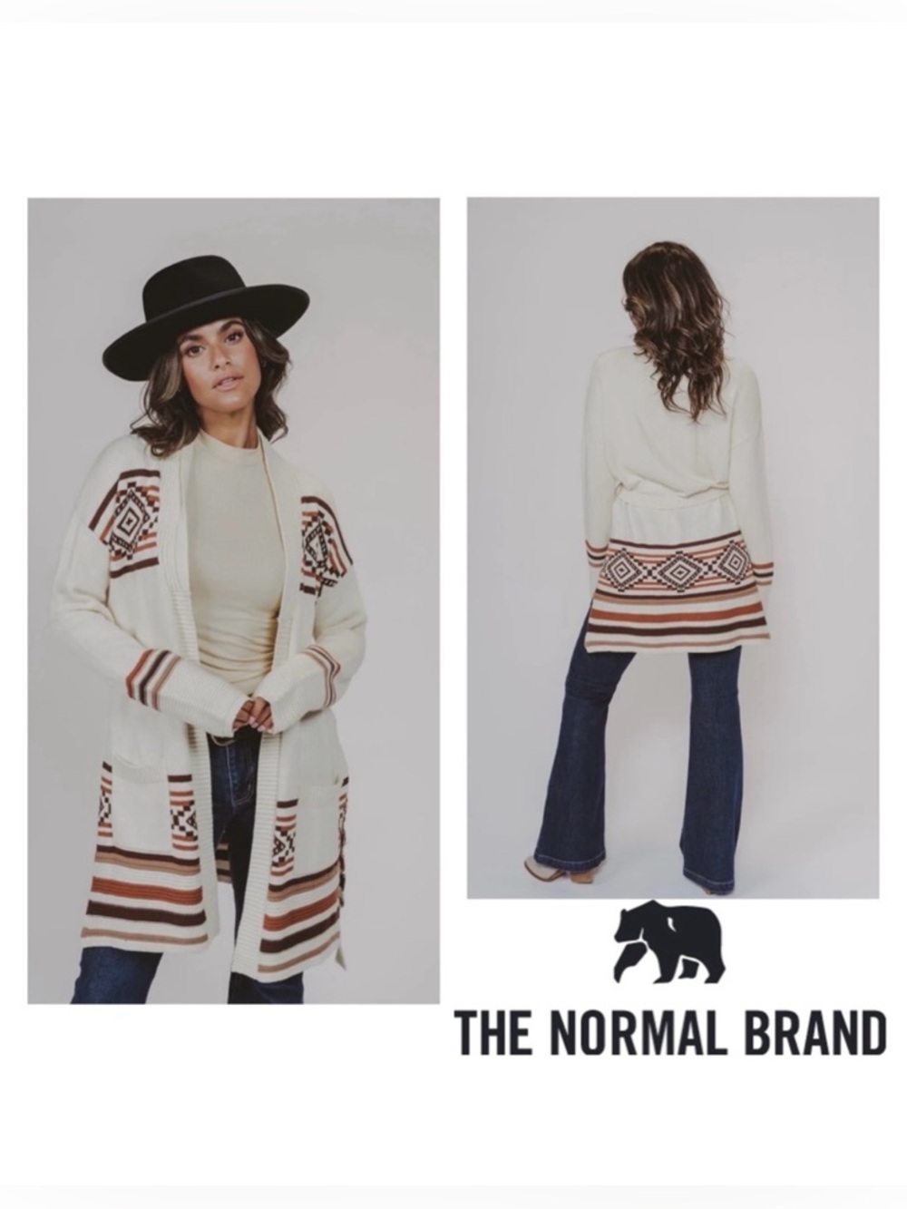 NEW The Normal Brand Heritage Belted Cardigan, Cream / Brown, Women’s Small